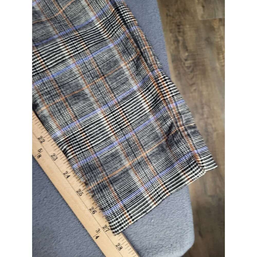 Theory Wool Blend Trousers Size 8 Autumn Plaid Straight Leg Ankle Acadamia - Picture 8 of 11